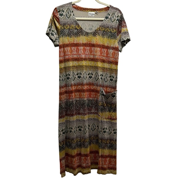 Prairie Cotton Dresses & Skirts - Prairie Cotton Dress Short Sleeve Jersey Cotton V-Neck - Small